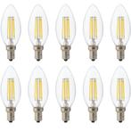 Voordeelpak LED Lamp 10 Pack - Kaarslamp - Filament - E14, Led-lamp, Soft of Flame, E14 (klein), Nieuw