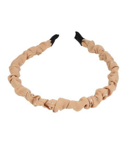 Diadeem Gerimpeld Stof Glitter Steentjes Bruin, Sieraden, Tassen en Uiterlijk, Uiterlijk | Haarverzorging, Verzenden