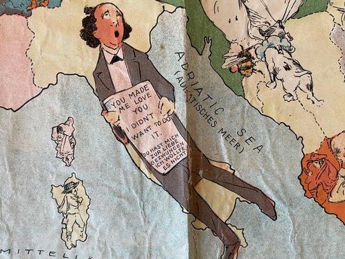 Duitsland - Europa; Geographia Map Co - Rare Satirical Map, Boeken, Atlassen en Landkaarten
