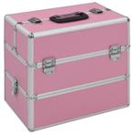 vidaXL Make-up koffer 37x24x35 cm aluminium roze, Sieraden, Tassen en Uiterlijk, Toilettassen, Verzenden, Nieuw, Roze