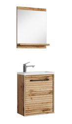 Toiletmeubel Etna 40 x 22 cm eiken fonteinmeubel met spiegel, Verzenden, Nieuw