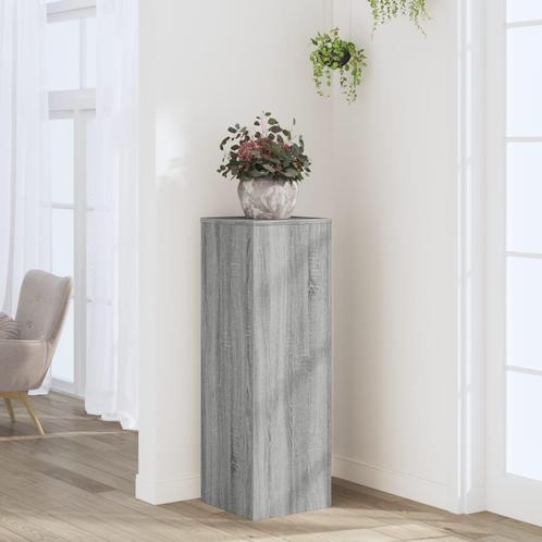 vidaXL Plantenstandaard 33x33x100 cm bewerkt hout grijs, Tuin en Terras, Overige Tuin en Terras, Nieuw, Verzenden