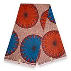 Afrikaanse stof - Blauwe Disks - Polycotton, Hobby en Vrije tijd, Stoffen en Lappen, Ophalen of Verzenden, Nieuw