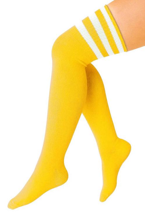 Sokken Geel Witte Strepen 36-41 Dames Heren Unisex Gele Knie, Kleding | Dames, Carnavalskleding en Feestkleding, Nieuw, Carnaval