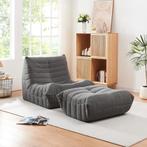 Relaxstoel Kodsø lounge fauteuil met voetenbank grijs [en.ca, Huis en Inrichting, Fauteuils, Verzenden, Nieuw