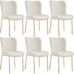 Gestoffeerde stoel Tessa - Bouclé wit/goud, Set van 6, Huis en Inrichting, Stoelen, Verzenden, Nieuw