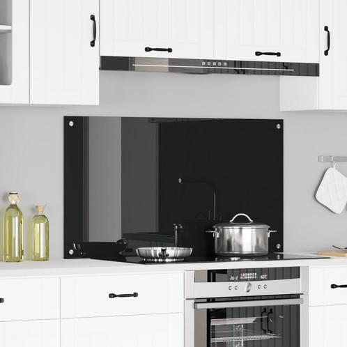 vidaXL Keuken Achterwand Zwart 110 x 60 x 0.6 cm gehard glas, Huis en Inrichting, Keuken | Keukenbenodigdheden, Nieuw, Verzenden