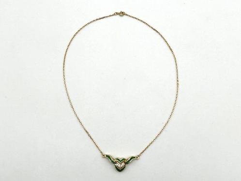 Ketting met hanger - 18 karaat Geel goud - 0.16ct. tw., Sieraden, Tassen en Uiterlijk, Antieke sieraden