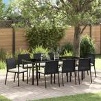 vidaXL 9-delige Tuinset met Eettafel en Stoelen van Zwart, Verzenden, Nieuw, Rotan, Tuinset