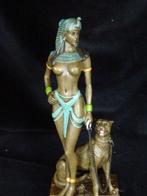 sculptuur, XL Bronzen Beeldje Cleopatra met hond in Kleur -, Antiek en Kunst