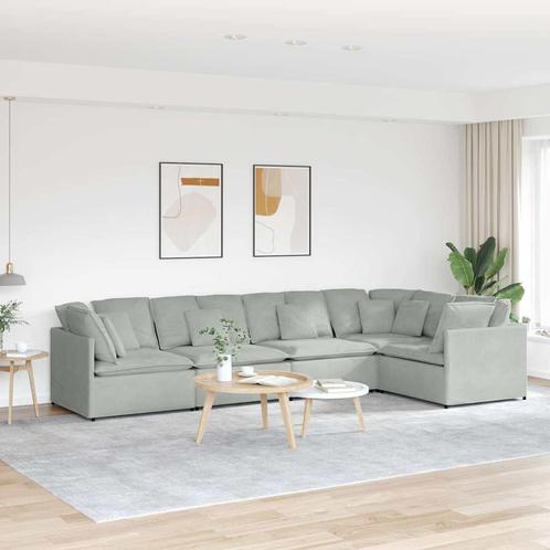 vidaXL Modulaire bank met kussens fluweel lichtgrijs, Huis en Inrichting, Banken | Bankstellen, Nieuw, Stof, Verzenden
