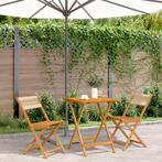 vidaXL 3-delige Bistroset polypropeen en massief hout beige, Verzenden, Nieuw, Hardhout