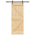 vidaXL Schuifdeur met beslag 80x210 cm massief grenenhout, Doe-het-zelf en Verbouw, Verzenden, Nieuw
