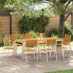 vidaXL Tuinstoel 8 pcs Bruin 56 x 54.5 x 87cm Massief, Tuin en Terras, Verzenden, Nieuw