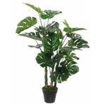 Groene Monstera/gatenplant kunstplant 100 cm in zwarte pot.., Huis en Inrichting, Kamerplanten, Verzenden