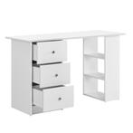 Bureau Lemberg met 3 lades en vakken 120x49x72 cm wit, Verzenden, Nieuw