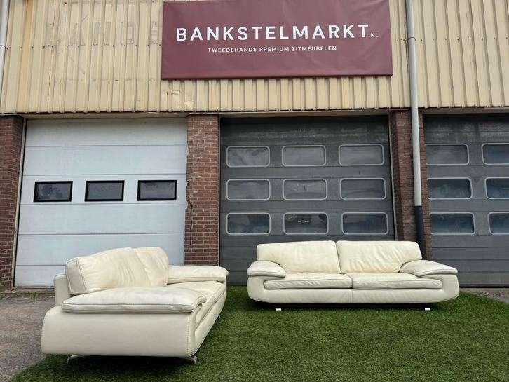 Bankstel Roche bobois leren design 3+2 zit banken sofa, Huis en Inrichting, Banken | Bankstellen, Rechte bank, Zo goed als nieuw