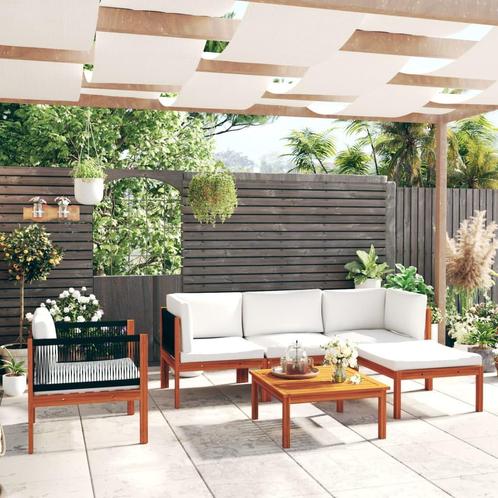 vidaXL 6-delige Loungeset met kussens massief acaciahout, Tuin en Terras, Tuinsets en Loungesets, Loungeset, Nieuw, Hardhout, Verzenden