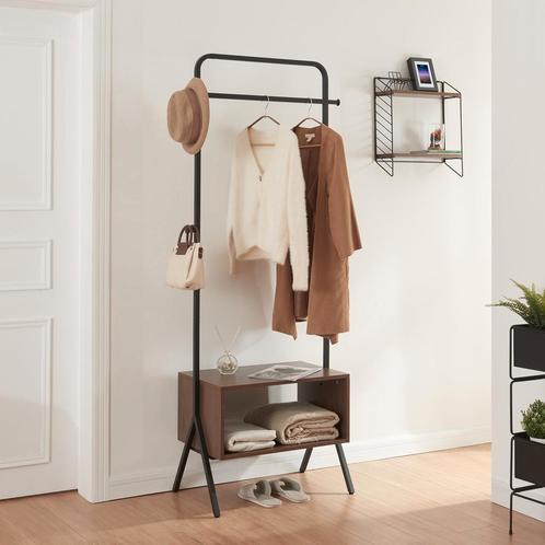 [en.casa] Kledingrek Averøy 180x74x42 cm zwart en walnootkle, Huis en Inrichting, Kasten | Kledingkasten, Nieuw, Verzenden