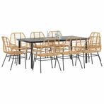 vidaXL 9-delige Tuinset poly rattan glas bruin, Tuin en Terras, Tuinsets en Loungesets, Nieuw, 8 zitplaatsen, Tuinset, Verzenden