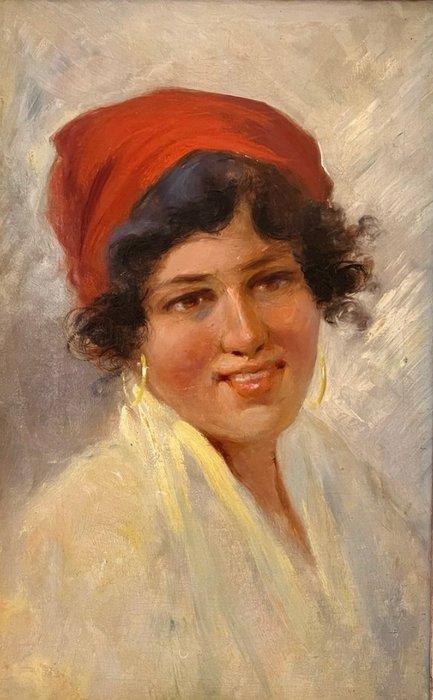 Scuola italiana (XX) - A lovely face, Antiek en Kunst, Kunst | Schilderijen | Klassiek