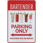 Wandbord -  Parking Only Bartender, Nieuw