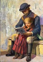 Italiaanse school (XX) - Anziano che legge favola alla