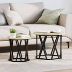 vidaXL Bijzettafel 2 pcs Sonoma eiken 50 x 50 x 40 cm, Verzenden, Rond, Nieuw, 50 tot 100 cm