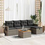 vidaXL 6-delige Loungeset met kussens poly rattan grijs, Verzenden, Nieuw, Rotan, Loungeset