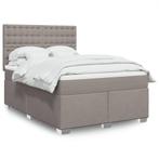 vidaXL Boxspring met matras stof taupe 140x200 cm, Verzenden, 140 cm, 200 cm, Stof
