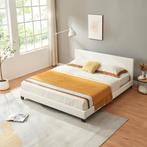 Aron tweepersoonsbed kunstleer wit 180x200 cm, Huis en Inrichting, Slaapkamer | Bedden, Verzenden, Nieuw
