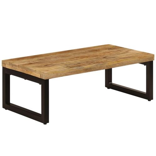 vidaXL Salontafel 100x50x35 cm massief mangohout en staal, Huis en Inrichting, Tafels | Salontafels, 100 tot 150 cm, Nieuw, Overige houtsoorten