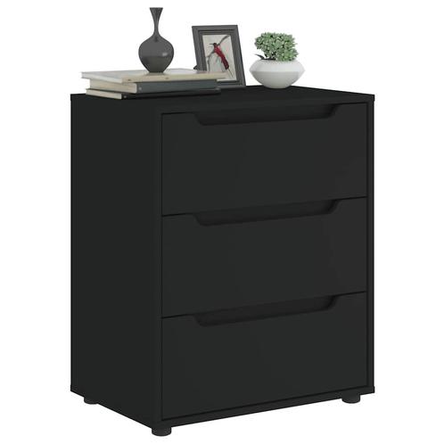 vidaXL Dressoir VISNES 60x40x73 cm bewerkt hout zwart, Kinderen en Baby's, Kinderkamer | Commodes en Kasten, Nieuw, Verzenden