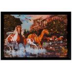 Poster 3D met Lijst - Paarden Western Paint Kudde - 43x33cm, Huis en Inrichting, Woonaccessoires | Schilderijen, Tekeningen en Foto's