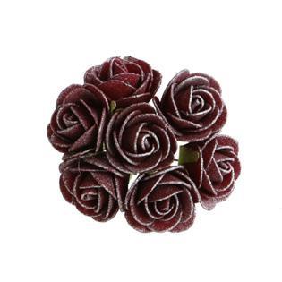Mini foamroos emilia 3 cm. antique burgundy/ doos 84 new, Huis en Inrichting, Woonaccessoires | Kunstplanten en Kunstbloemen, Nieuw
