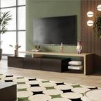 Modern TV-meubel 197 cm – LED Verlichting, Houtlook en Glas, Huis en Inrichting, Kasten | Televisiemeubels, Verzenden, Nieuw