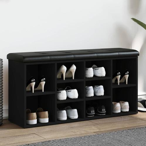 vidaXL Schoenenbank 102x32x50 cm bewerkt hout zwart, Huis en Inrichting, Banken | Voetenbanken en Poefen, Nieuw, Verzenden