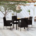 vidaXL 5-delige Tuinset zwart, 4 zitplaatsen, Nieuw, Tuinset, Verzenden