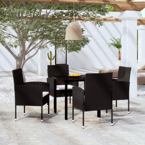 vidaXL 5-delige Tuinset zwart, Tuin en Terras, Tuinsets en Loungesets, Tuinset, Nieuw, 4 zitplaatsen, Rotan, Verzenden