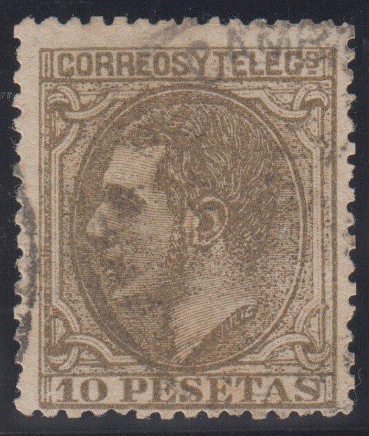 Spanje 1879 - Alfonso XII. 10 pesetas, sepia oliva. - Edifil, Postzegels en Munten, Postzegels | Europa | Spanje
