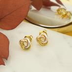Tricolor gouden fantasie oorstekers (oorbellen) (oorbellen), Sieraden, Tassen en Uiterlijk, Oorbellen, Ophalen of Verzenden, Gebruikt