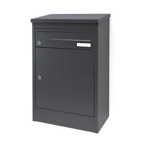 Joma K2 pakketbox met apart postvak staal - donkergrijs, Tuin en Terras, Brievenbussen, Nieuw, Verzenden