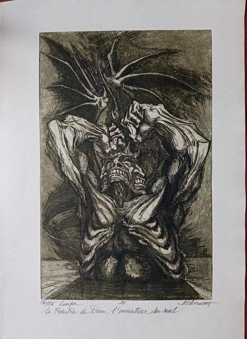 Marcel Chirnoaga (1930-2008) - Lucifer, le Traître de Dieu,, Antiek en Kunst, Antiek | Overige Antiek