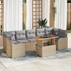 vidaXL 8-delige Tuinbankenset met kussens poly rattan beige, Verzenden, Nieuw, Rotan