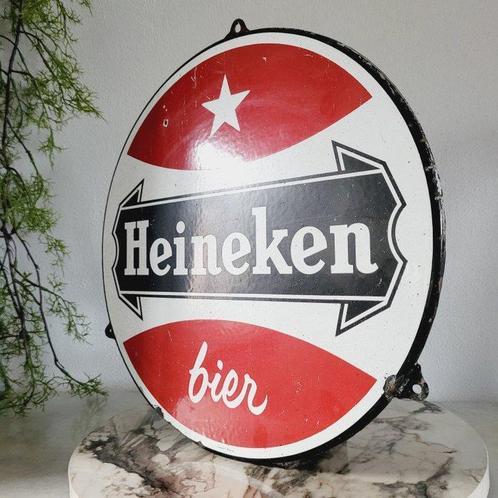 Heineken Emaille Reclamebord, Langcat Bussum, 1950 -, Antiek en Kunst, Antiek | Wandborden en Tegels