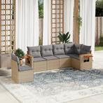 vidaXL 6-delige Loungeset met kussens poly rattan beige, Verzenden, Nieuw, Rotan, Loungeset