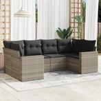 vidaXL 6-delige Loungeset met kussens poly rattan lichtgrijs, Tuin en Terras, 6 zitplaatsen, Nieuw, Loungeset, Verzenden