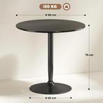 Eettafel Voor 2 Personen, Ronde Tafelblad Ø80 Cm, MDF En Sta, Huis en Inrichting, Tafels | Eettafels, Verzenden, Nieuw