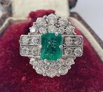 Ring - 18 karaat Witgoud Smaragd - Diamant, Sieraden, Tassen en Uiterlijk, Ringen, Nieuw