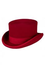 Luxe Hoge Hoed Rood Laag Model 61 100% Wol Heren Man Tophat, Kleding | Heren, Ophalen of Verzenden, Nieuw